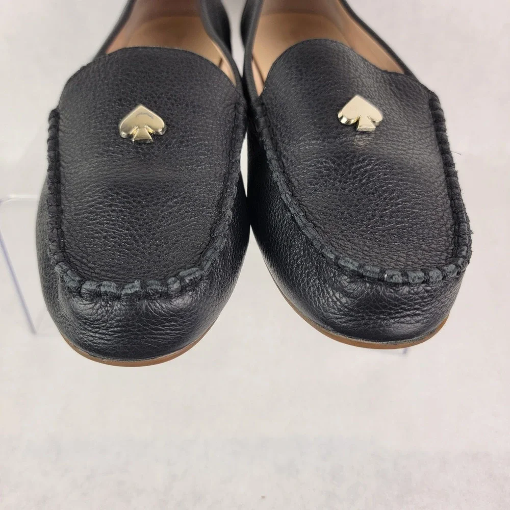 Kate Spade Carly Black Leather Loafers Flats Womens 9.5 Driving Shoe Elegant
